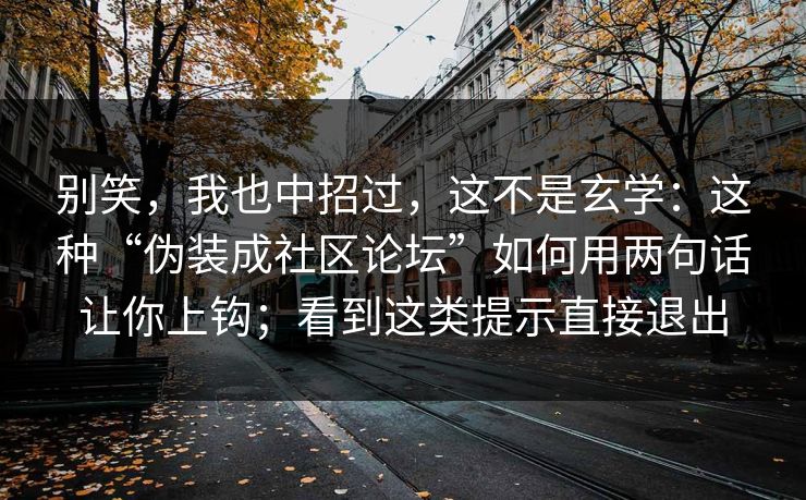 别笑，我也中招过，这不是玄学：这种“伪装成社区论坛”如何用两句话让你上钩；看到这类提示直接退出