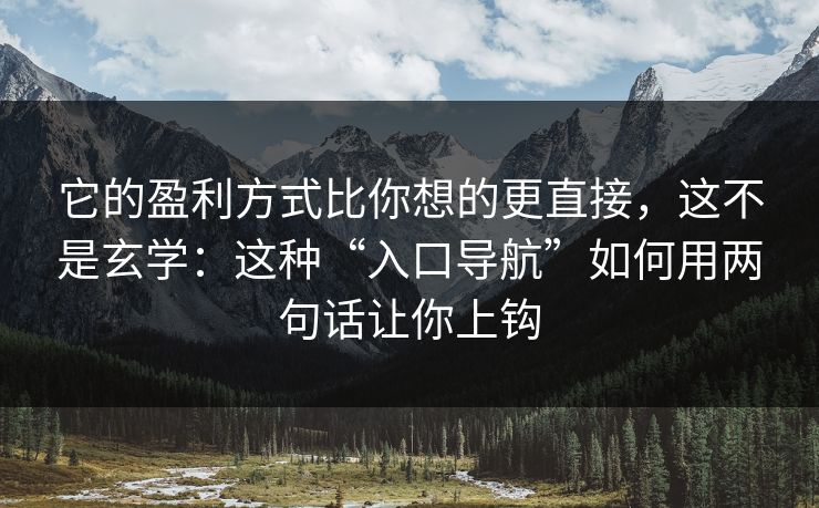 它的盈利方式比你想的更直接，这不是玄学：这种“入口导航”如何用两句话让你上钩