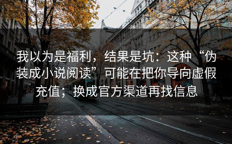 我以为是福利，结果是坑：这种“伪装成小说阅读”可能在把你导向虚假充值；换成官方渠道再找信息