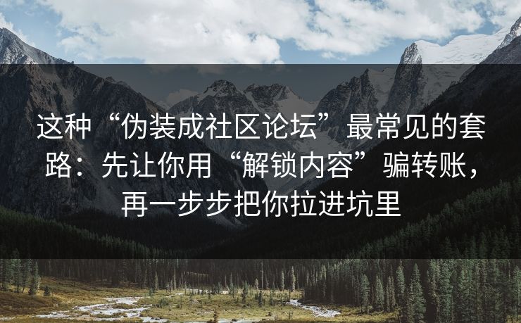 这种“伪装成社区论坛”最常见的套路：先让你用“解锁内容”骗转账，再一步步把你拉进坑里  第1张