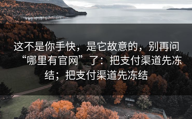 这不是你手快，是它故意的，别再问“哪里有官网”了：把支付渠道先冻结；把支付渠道先冻结