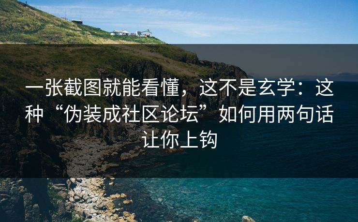 一张截图就能看懂，这不是玄学：这种“伪装成社区论坛”如何用两句话让你上钩