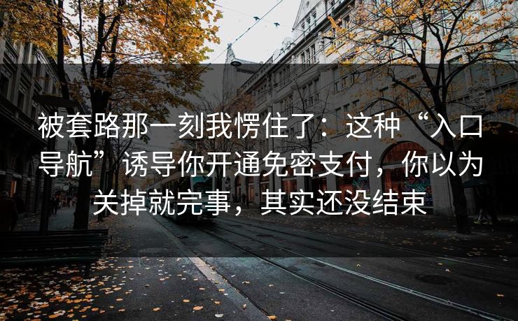 被套路那一刻我愣住了：这种“入口导航”诱导你开通免密支付，你以为关掉就完事，其实还没结束