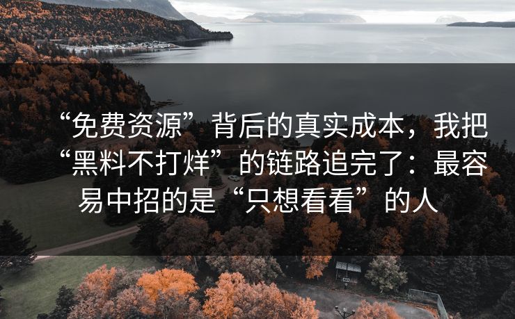 “免费资源”背后的真实成本，我把“黑料不打烊”的链路追完了：最容易中招的是“只想看看”的人