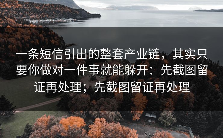 一条短信引出的整套产业链，其实只要你做对一件事就能躲开：先截图留证再处理；先截图留证再处理