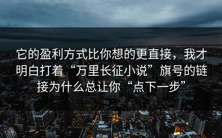 它的盈利方式比你想的更直接，我才明白打着“万里长征小说”旗号的链接为什么总让你“点下一步”
