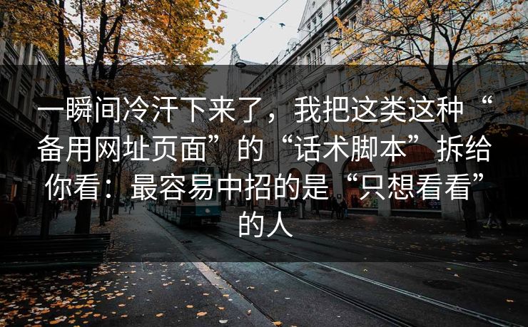 一瞬间冷汗下来了，我把这类这种“备用网址页面”的“话术脚本”拆给你看：最容易中招的是“只想看看”的人