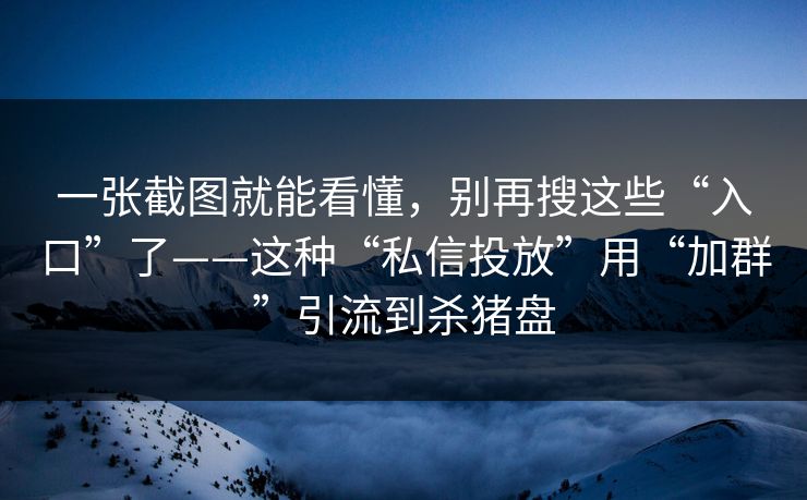 一张截图就能看懂，别再搜这些“入口”了——这种“私信投放”用“加群”引流到杀猪盘