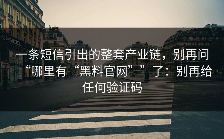 一条短信引出的整套产业链，别再问“哪里有“黑料官网””了：别再给任何验证码