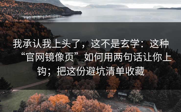 我承认我上头了，这不是玄学：这种“官网镜像页”如何用两句话让你上钩；把这份避坑清单收藏