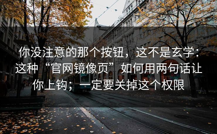 你没注意的那个按钮，这不是玄学：这种“官网镜像页”如何用两句话让你上钩；一定要关掉这个权限