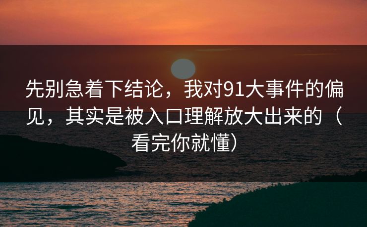 先别急着下结论，我对91大事件的偏见，其实是被入口理解放大出来的（看完你就懂）